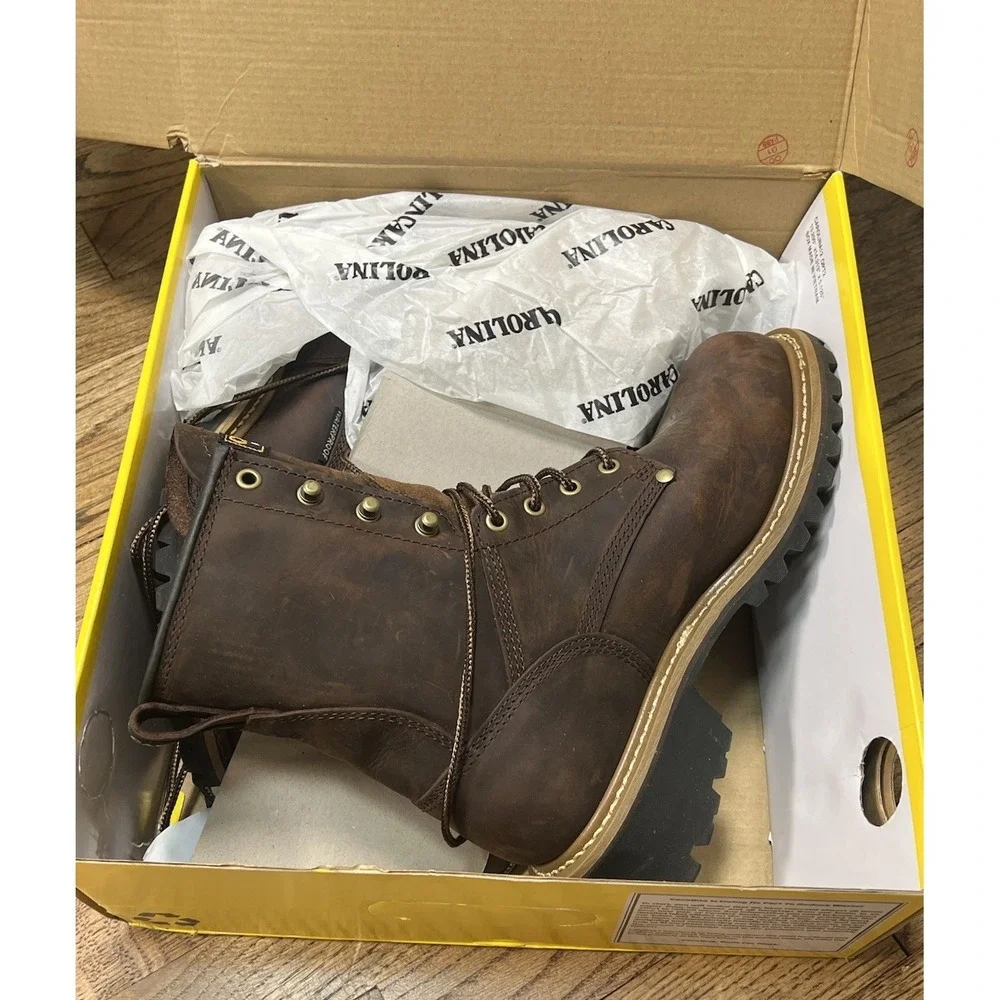NEW Carolina Elm 8-inch Waterproof Logger Boots for Men CA8821 Sz 8